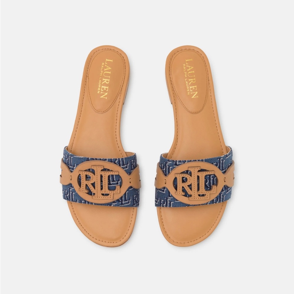 Lauren Ralph Lauren Alegra Monogram Jacquard Slide Sandal